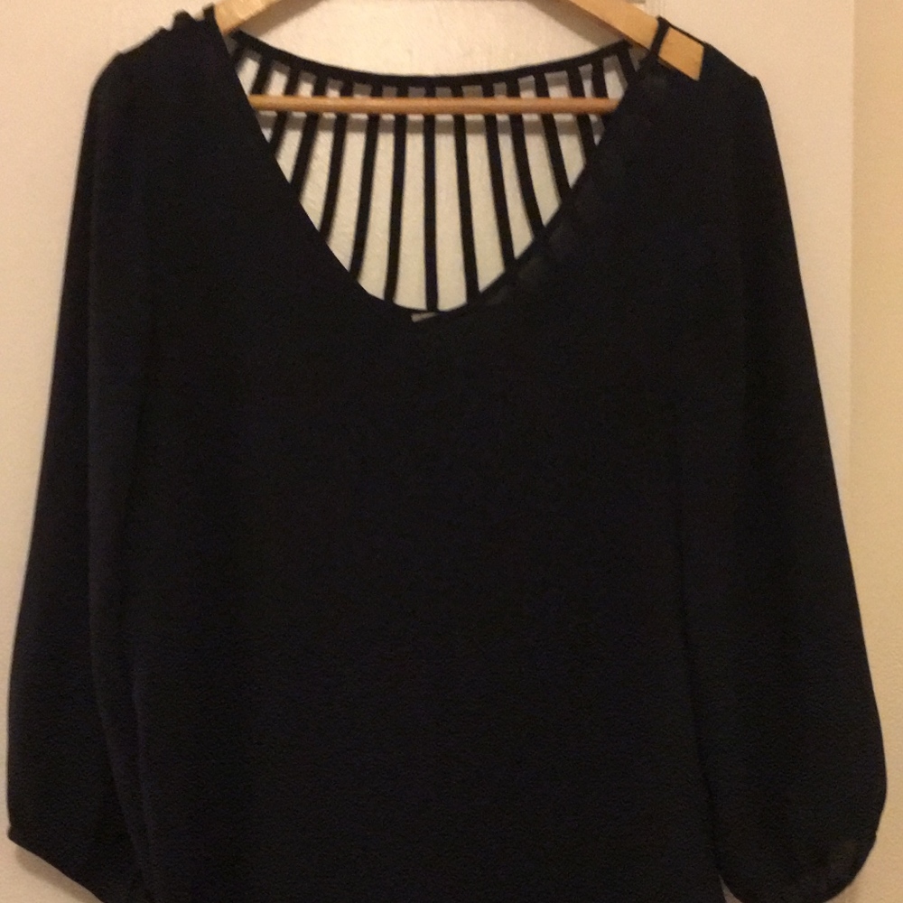 Navy 3/4 Sleeve Blouse Medium